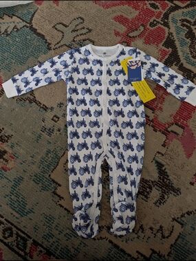 Tractor Print Footed One-Piece